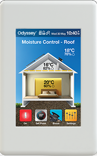 Odyssey measures air moisture content and relative humidity in the roof space, the living areas and outside the home.